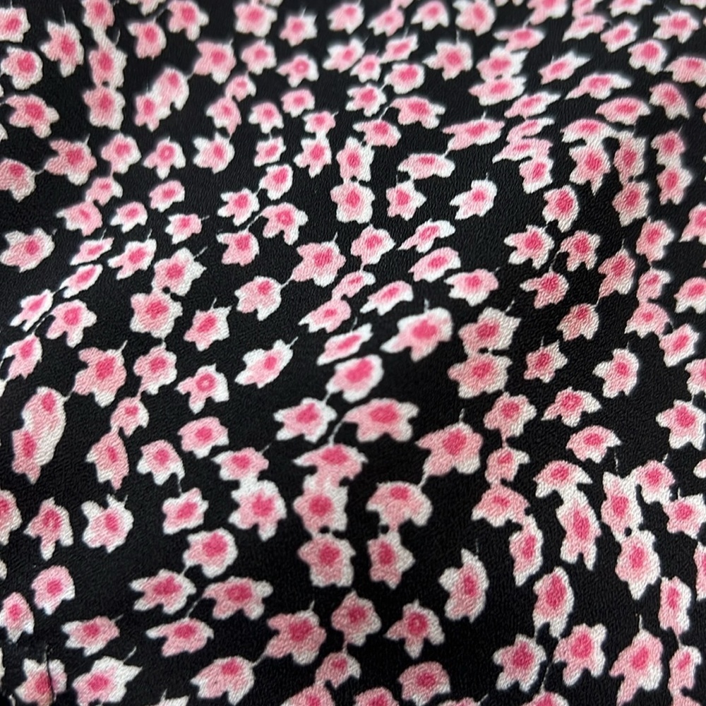 INC International Concepts Floral Ruffle Sleeve Tie Neck Blouse Small - Picture 7 of 7